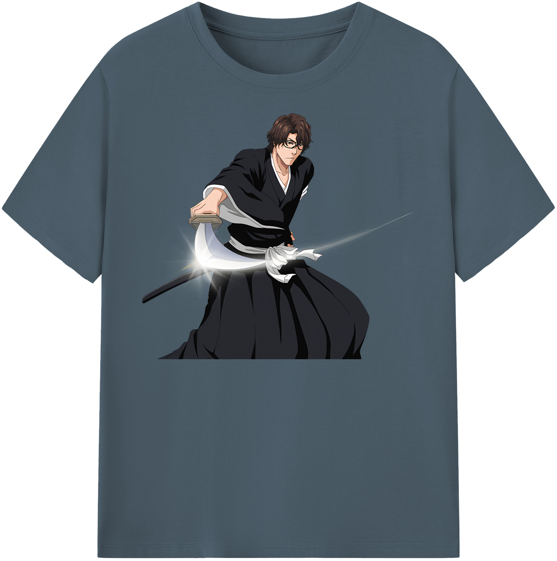 （画像用） ブリーチ 藍染 惣右介（あいぜん そうすけ） BLEACH Aizen Sousuke 綿100％半袖Tシャツ（フロントプリント）